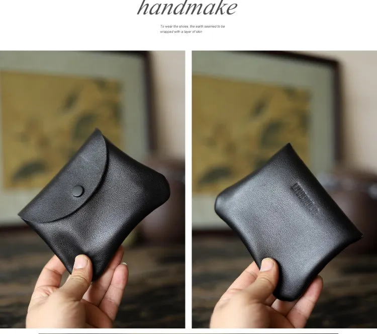 Cute Women Coffee Leather Card Holder Coin Purse Minimalist Coin Wallet For Women
