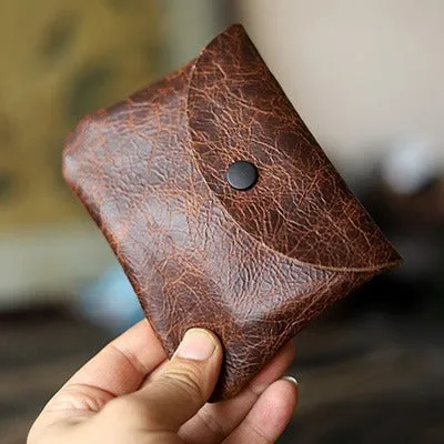 Cute Women Coffee Leather Card Holder Coin Purse Minimalist Coin Wallet For Women