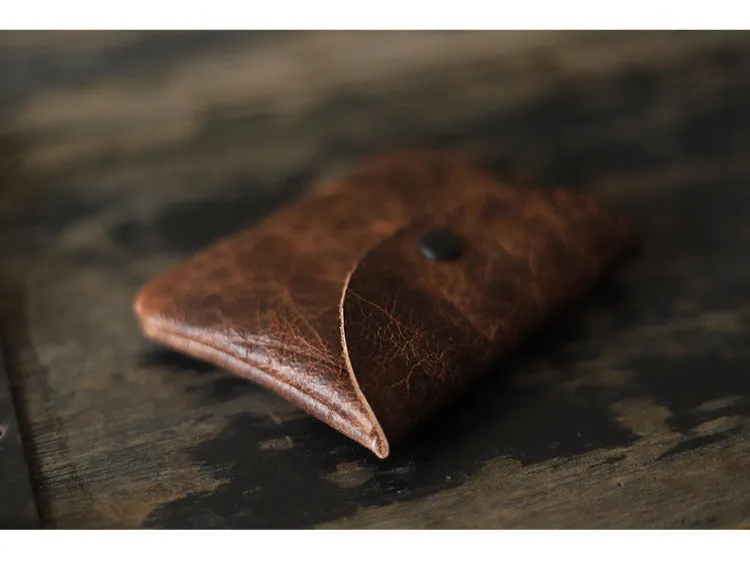 Cute Women Coffee Leather Card Holder Coin Purse Minimalist Coin Wallet For Women