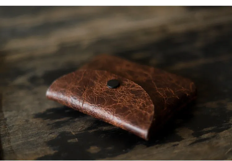 Cute Women Coffee Leather Card Holder Coin Purse Minimalist Coin Wallet For Women