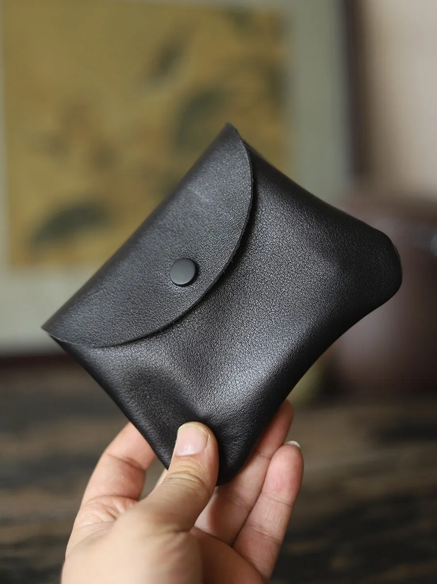 Cute Women Coffee Leather Card Holder Coin Purse Minimalist Coin Wallet For Women