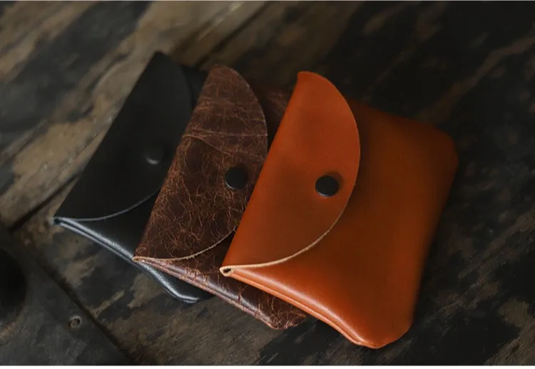 Cute Women Coffee Leather Card Holder Coin Purse Minimalist Coin Wallet For Women