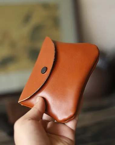 Cute Women Coffee Leather Card Holder Coin Purse Minimalist Coin Wallet For Women