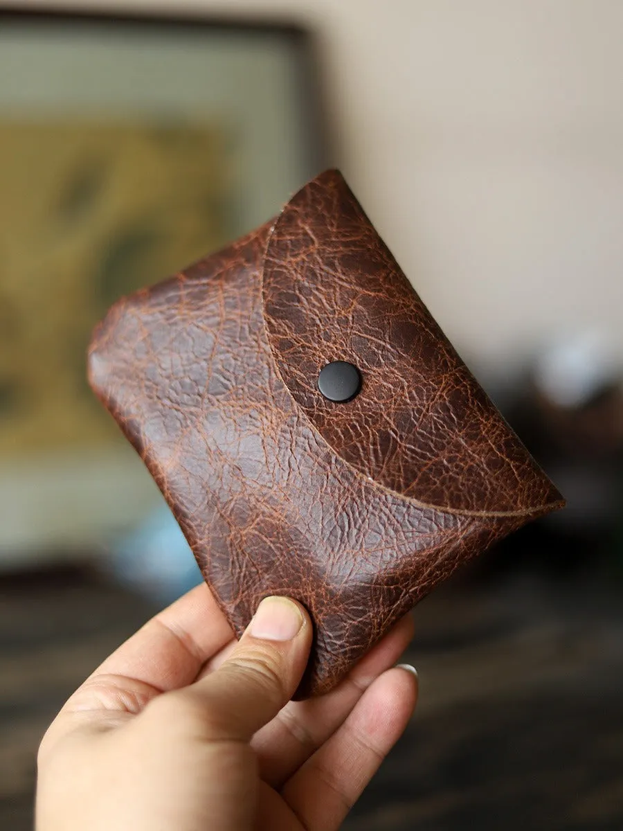 Cute Women Coffee Leather Card Holder Coin Purse Minimalist Coin Wallet For Women