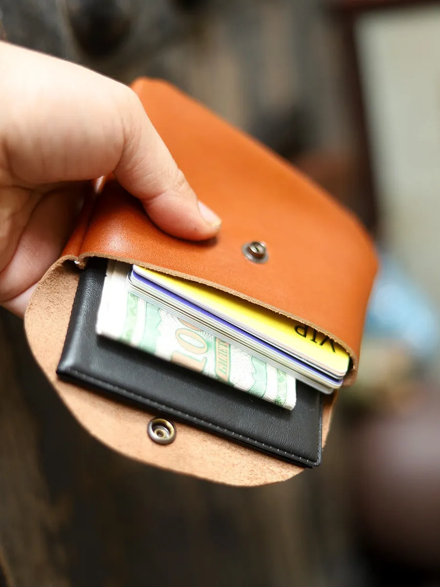 Cute Women Coffee Leather Card Holder Coin Purse Minimalist Coin Wallet For Women