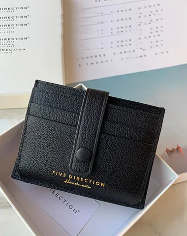 Cute Women Coffee Leather Card Holder Slim Card Wallet Coffee Small Card Holder Credit Card Holder For Women