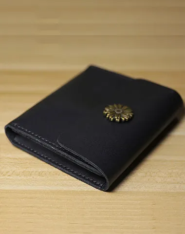 Cute Women Coffee Leather Slim Card Wallet Sunflower Coin Wallets Mini Change Wallets For Women