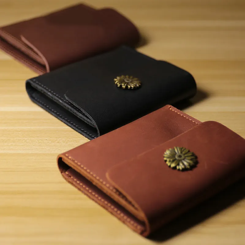 Cute Women Coffee Leather Slim Card Wallet Sunflower Coin Wallets Mini Change Wallets For Women