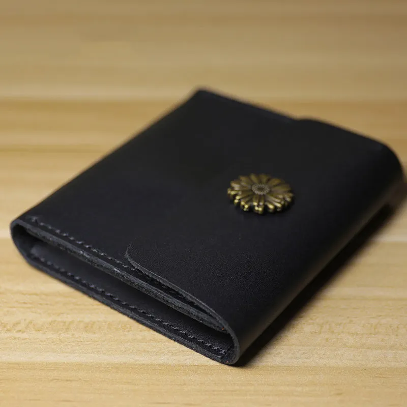 Cute Women Coffee Leather Slim Card Wallet Sunflower Coin Wallets Mini Change Wallets For Women
