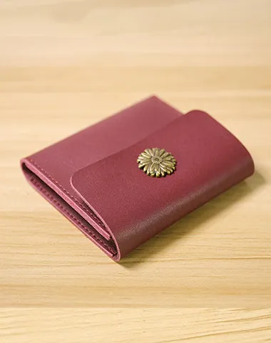 Cute Women Coffee Leather Slim Card Wallet Sunflower Coin Wallets Mini Change Wallets For Women