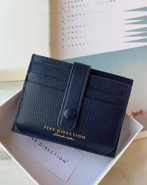 Cute Women Dark Blue Leather Card Holder Slim Card Wallet Dark Blue Small Card Holder Credit Card Holder For Women