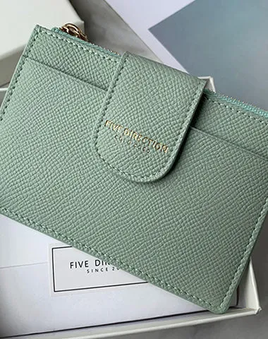 Cute Women Dark Green Vegan Leather Slim Card Wallet Card Holder Wallet Change Wallet For Women