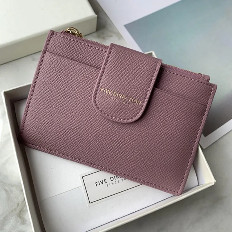 Cute Women Dark Green Vegan Leather Slim Card Wallet Card Holder Wallet Change Wallet For Women