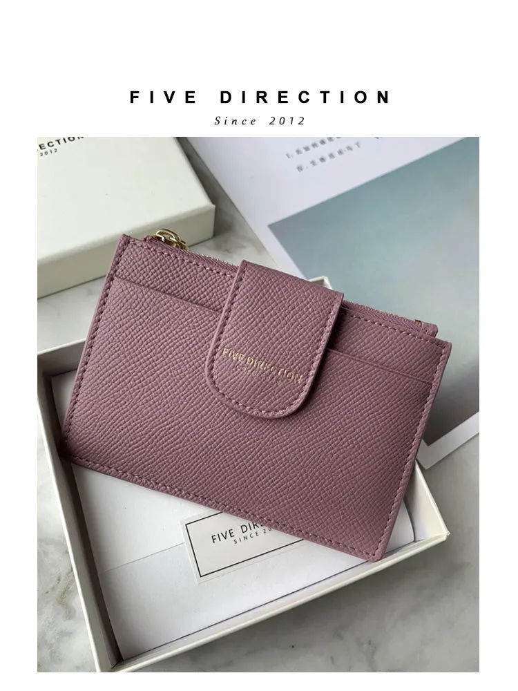 Cute Women Dark Green Vegan Leather Slim Card Wallet Card Holder Wallet Change Wallet For Women