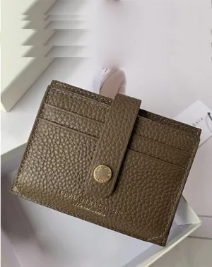Cute Women Dark Khaki Leather Small Card Holders Card Wallet Slim Card Holder Credit Card Holder For Women