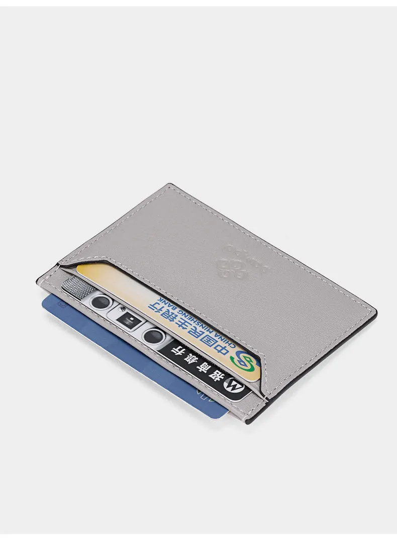 Cute Women Gray Leather Card Holder Slim Card Wallet Gray Card Holder Credit Card Holder For Women
