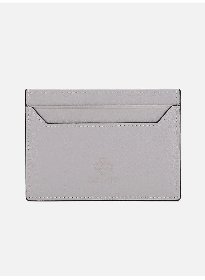 Cute Women Gray Leather Card Holder Slim Card Wallet Gray Card Holder Credit Card Holder For Women