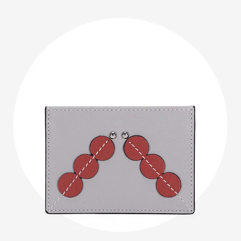 Cute Women Gray Leather Card Holder Slim Card Wallet Gray Card Holder Credit Card Holder For Women