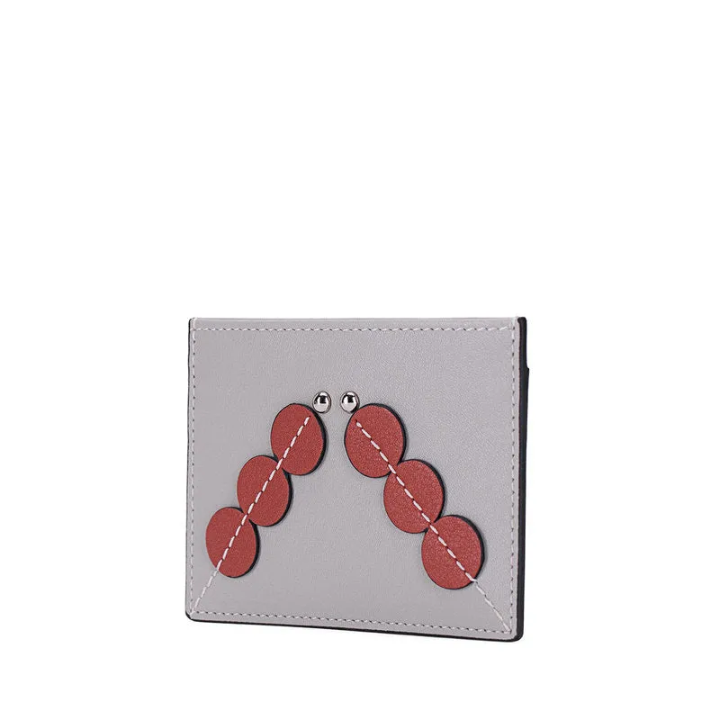 Cute Women Gray Leather Card Holder Slim Card Wallet Gray Card Holder Credit Card Holder For Women