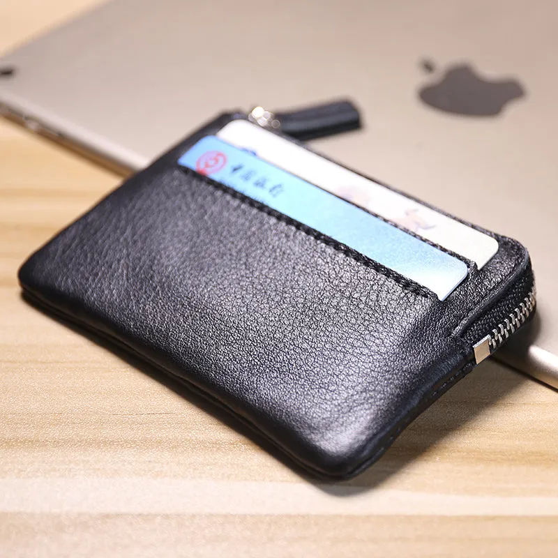 Cute Women Gray Leather Mini Card Wallet Coin Wallets Slim Change Wallets For Women