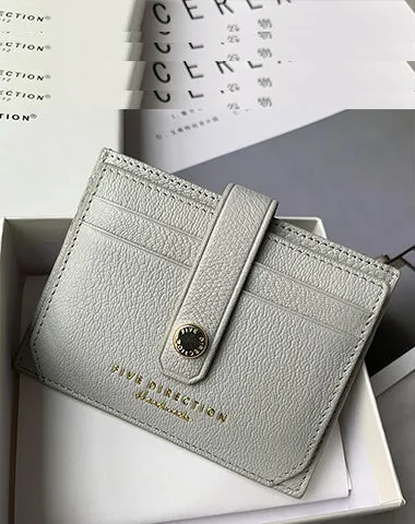 Cute Women Gray Sheepskin Card Holder Slim Card Wallet Gray Small Card Holder Credit Card Holder For Women