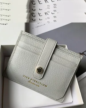 Cute Women Gray Sheepskin Card Holder Slim Card Wallet Gray Small Card Holder Credit Card Holder For Women