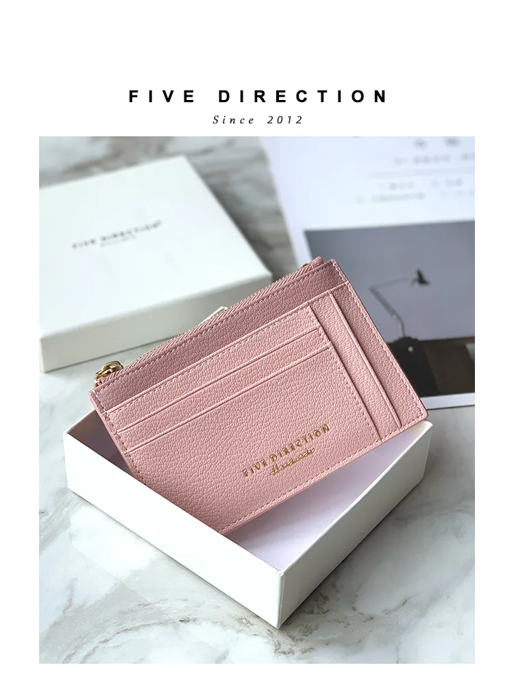 Cute Women Gray Vegan Leather Slim Card Holders Small Card Wallet Card Holder Credit Card Holder For Women