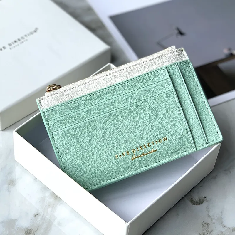 Cute Women Gray Vegan Leather Slim Card Holders Small Card Wallet Card Holder Credit Card Holder For Women