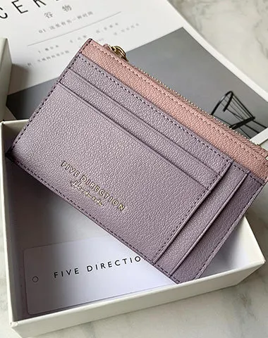 Cute Women Gray Vegan Leather Slim Card Holders Small Card Wallet Card Holder Credit Card Holder For Women