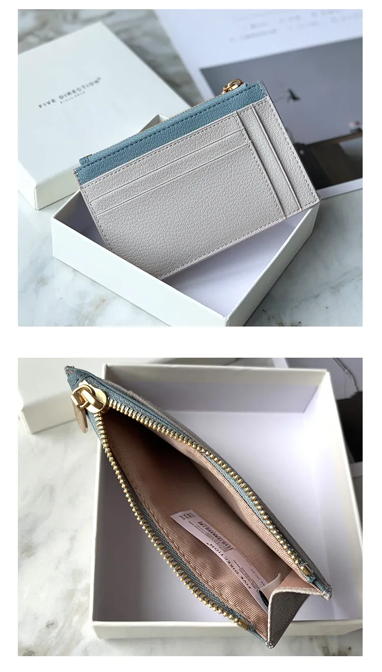 Cute Women Gray Vegan Leather Slim Card Holders Small Card Wallet Card Holder Credit Card Holder For Women