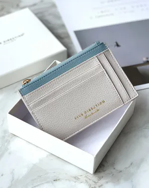 Cute Women Gray Vegan Leather Slim Card Holders Small Card Wallet Card Holder Credit Card Holder For Women