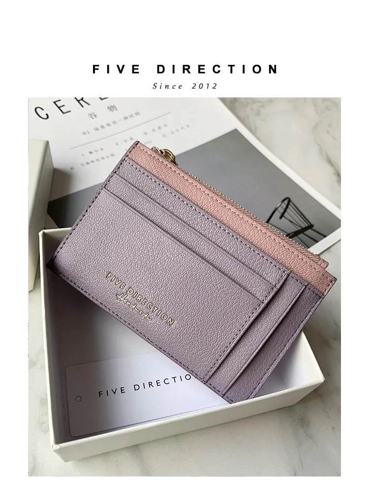 Cute Women Gray Vegan Leather Slim Card Holders Small Card Wallet Card Holder Credit Card Holder For Women