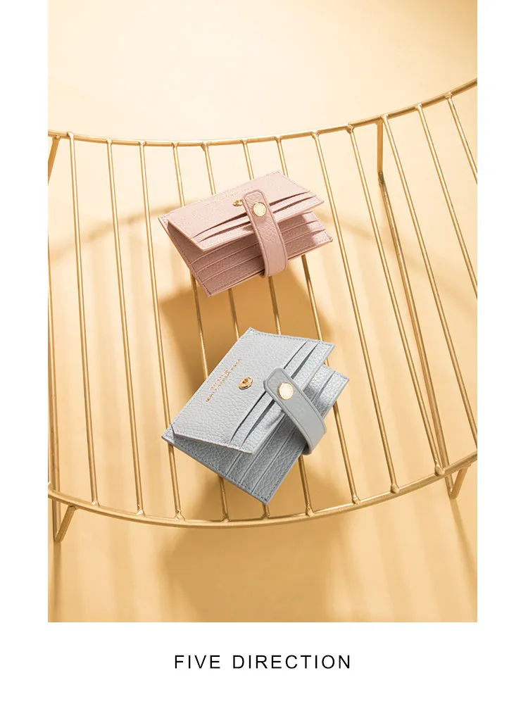 Cute Women Gray Vegan Leather Small Card Holder Card Wallet Slim Card Holder Credit Card Holder For Women