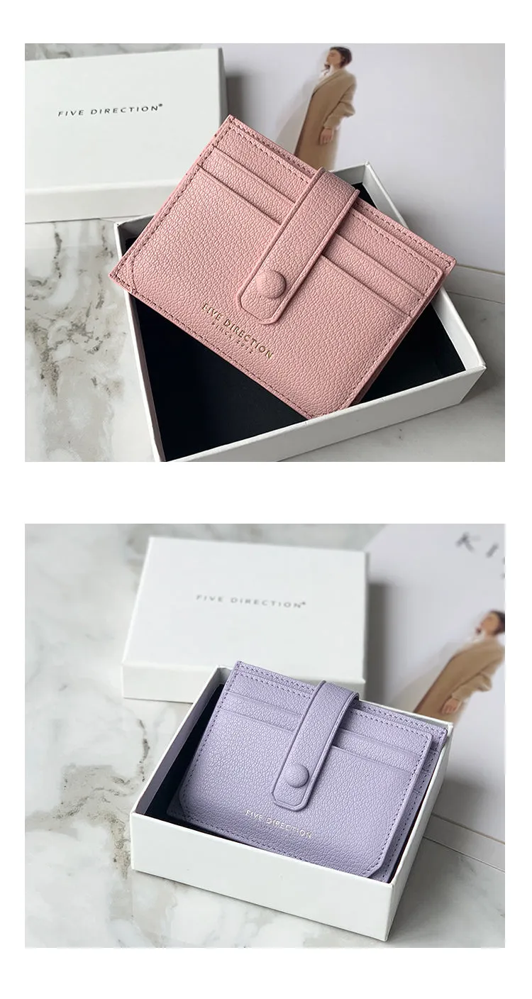Cute Women Gray Vegan Leather Small Card Holder Card Wallets Slim Card Holders Credit Card Holder For Women