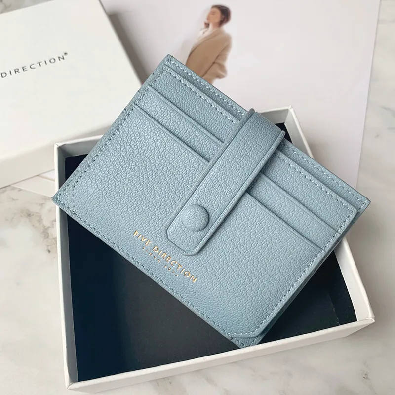 Cute Women Gray Vegan Leather Small Card Holder Card Wallets Slim Card Holders Credit Card Holder For Women