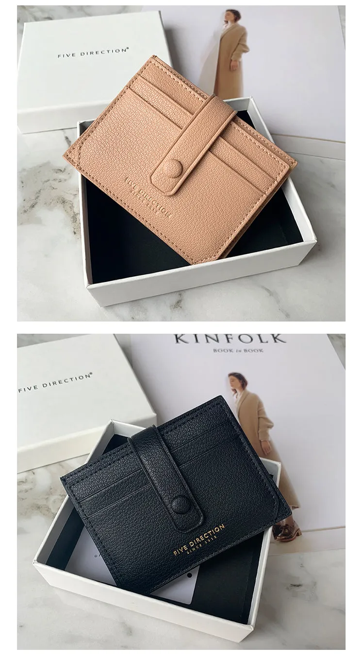 Cute Women Gray Vegan Leather Small Card Holder Card Wallets Slim Card Holders Credit Card Holder For Women