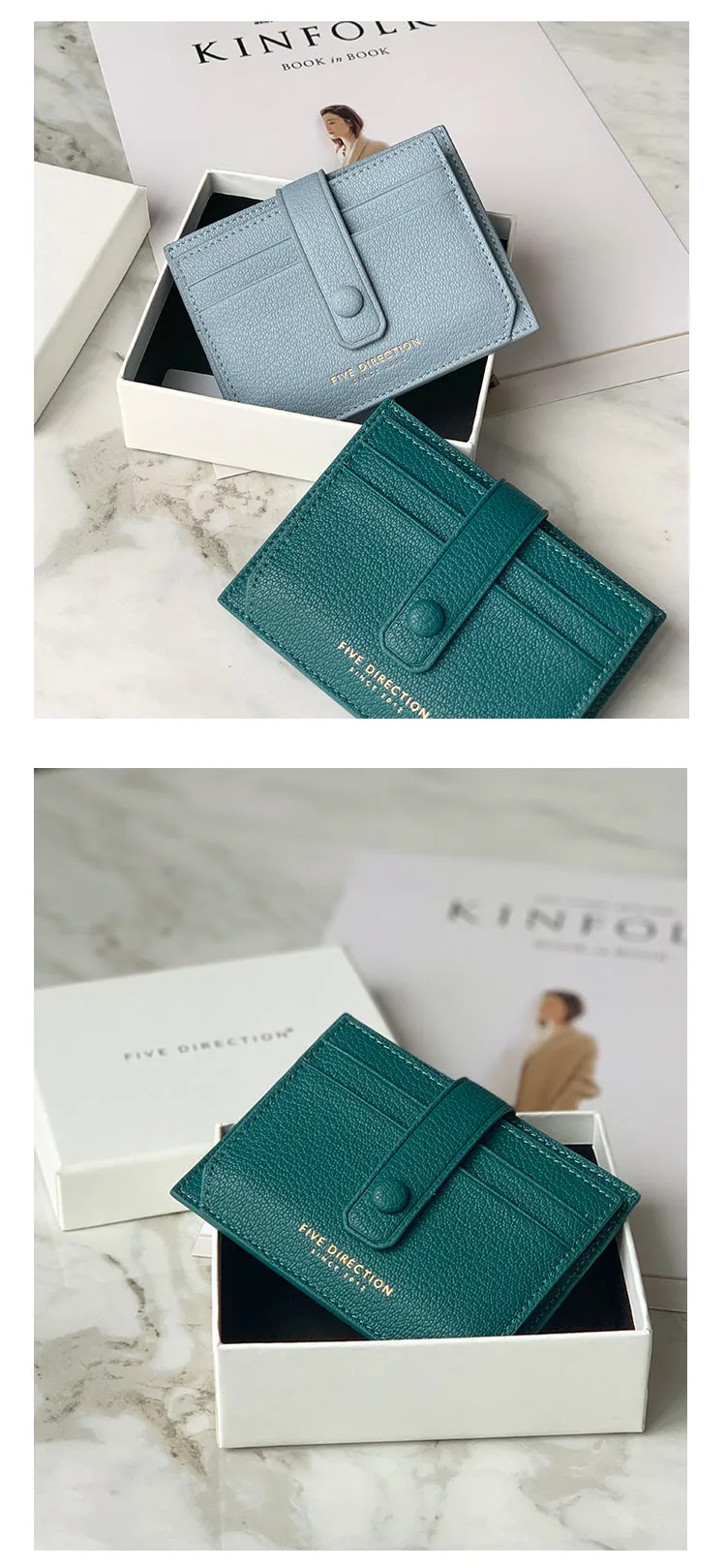 Cute Women Gray Vegan Leather Small Card Holder Card Wallets Slim Card Holders Credit Card Holder For Women