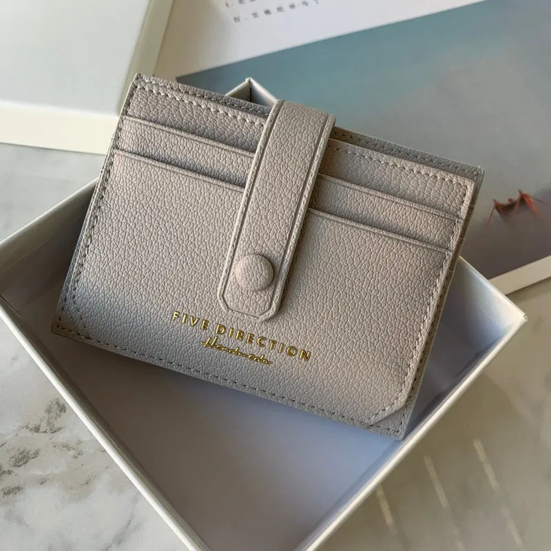 Cute Women Gray Vegan Leather Small Card Holder Card Wallets Slim Card Holders Credit Card Holder For Women