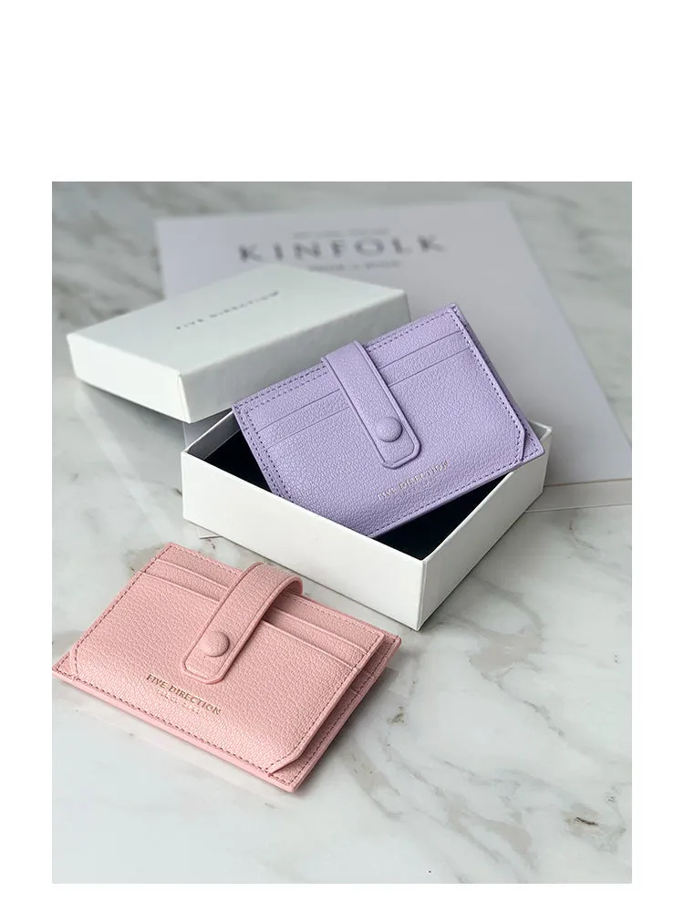 Cute Women Gray Vegan Leather Small Card Holder Card Wallets Slim Card Holders Credit Card Holder For Women