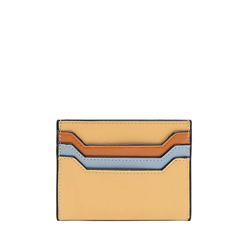 Cute Women Green Leather Card Holder Contrast Color Card Wallet Card Holder Credit Card Holder For Women
