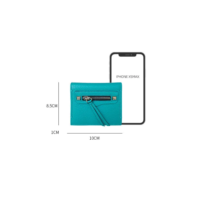 Cute Women Green Leather Card Holders Slim Card Wallet Green Bifold Credit Card Holder For Women