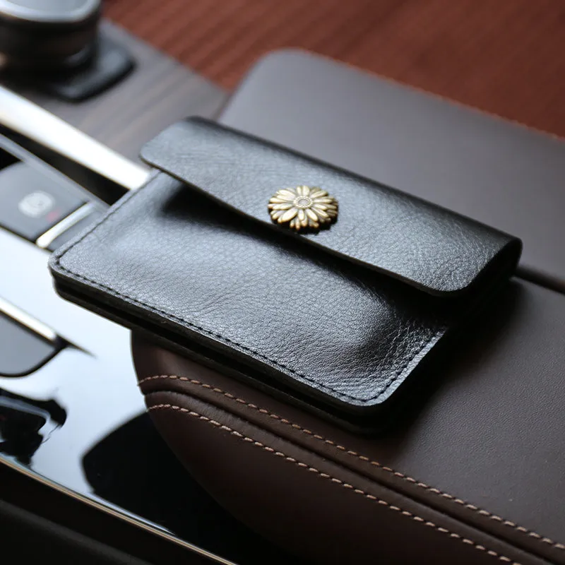 Cute Women Green Leather Mini Card Wallet Sunflower Coin Wallets Slim Change Wallets For Women