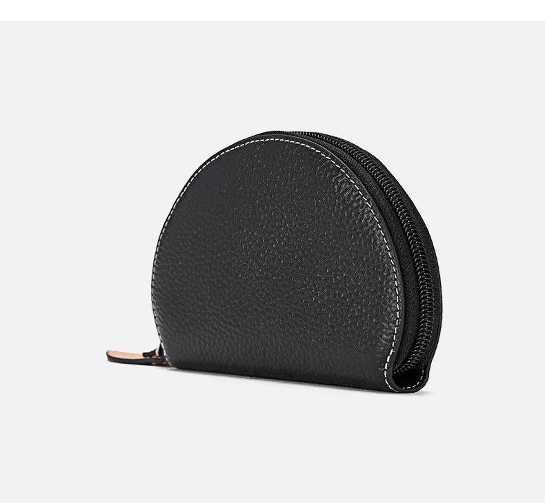 Cute Women Green Leather Slim Zipper Wallet Small Card Holder Round Change Coin Wallet For Women