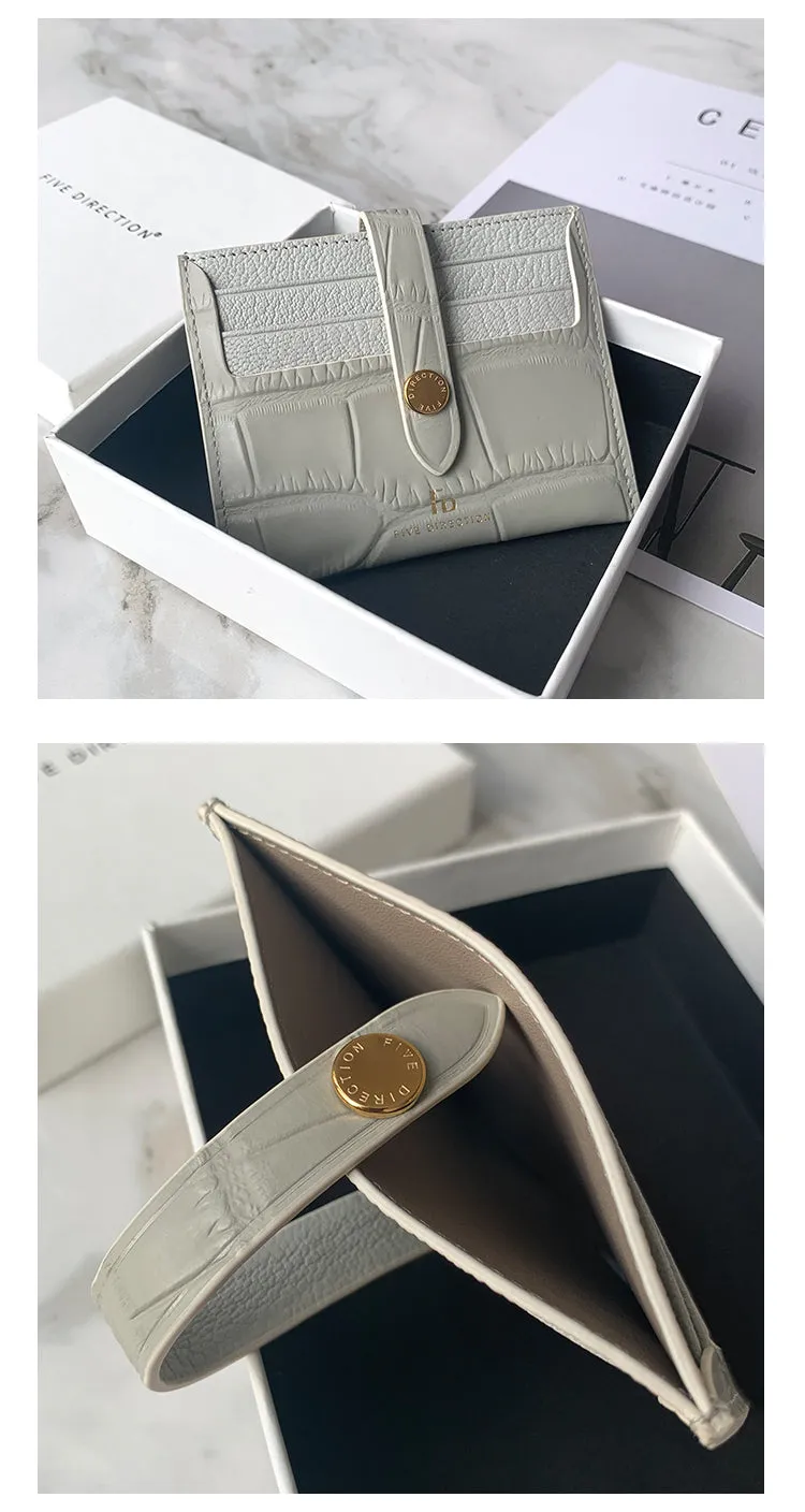 Cute Women Green Vegan Leather Card Holder Crocodile Pattern Card Holder Wallets Slim Credit Card Holder For Women