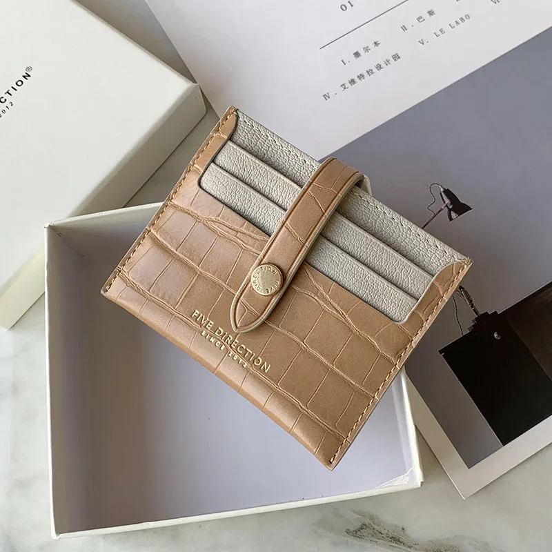 Cute Women Green Vegan Leather Card Holder Crocodile Pattern Card Holder Wallets Slim Credit Card Holder For Women