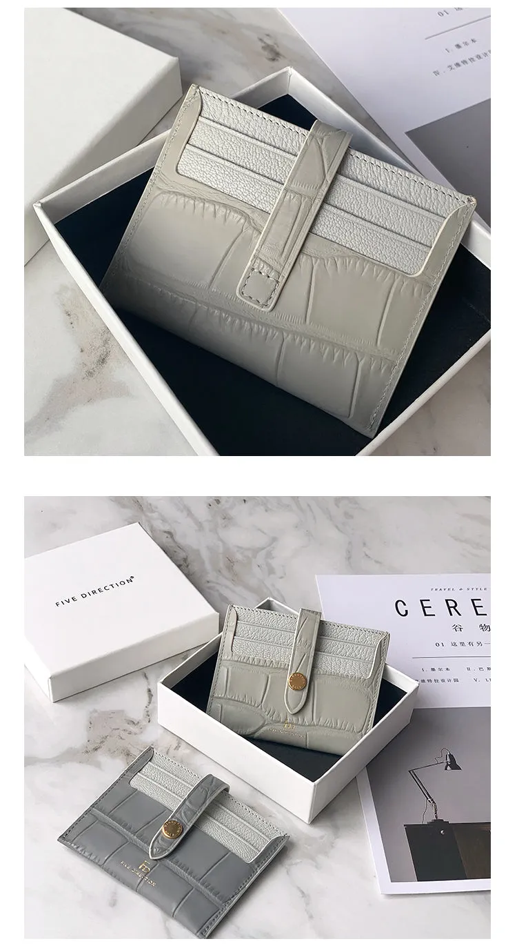 Cute Women Green Vegan Leather Card Holder Crocodile Pattern Card Holder Wallets Slim Credit Card Holder For Women
