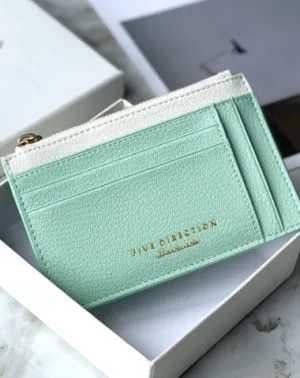 Cute Women Green Vegan Leather Slim Card Holders Small Card Wallet Card Holder Credit Card Holder For Women
