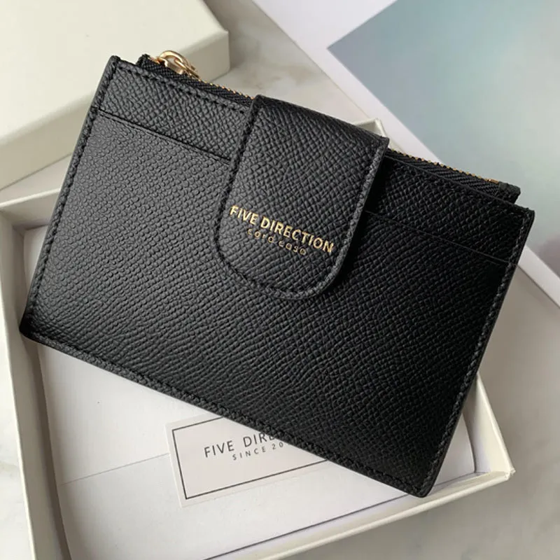 Cute Women Green Vegan Leather Slim Card Wallet Card Holder Wallet Change Wallet For Women