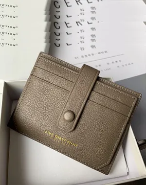 Cute Women Khaki Sheepskin Card Holder Slim Card Wallet Khaki Card Holder Credit Card Holder For Women