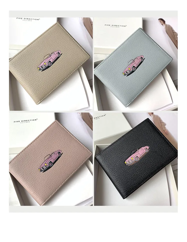 Cute Women Khaki SheepSkin Slim Card Holders Small Card Wallet Card Holder License Holder For Women